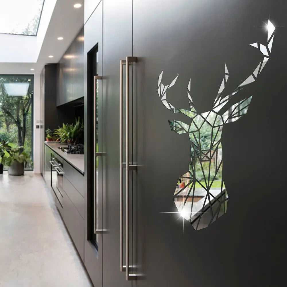 3D Deer Head Mirror Stickers