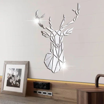 3D Deer Head Mirror Stickers