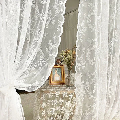 White Lace Voile Curtain