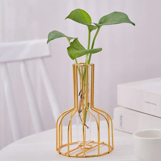 Gold Wrought Iron Test Tube Vase Set