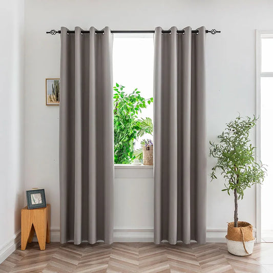 1PC Grey Blackout Curtains