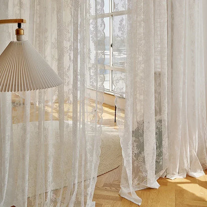 White Lace Voile Curtain