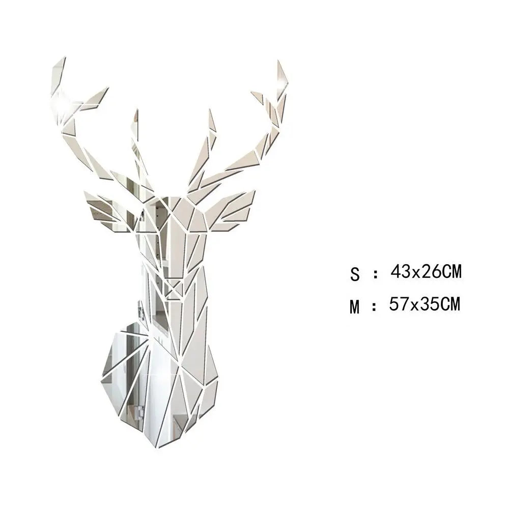 3D Deer Head Mirror Stickers