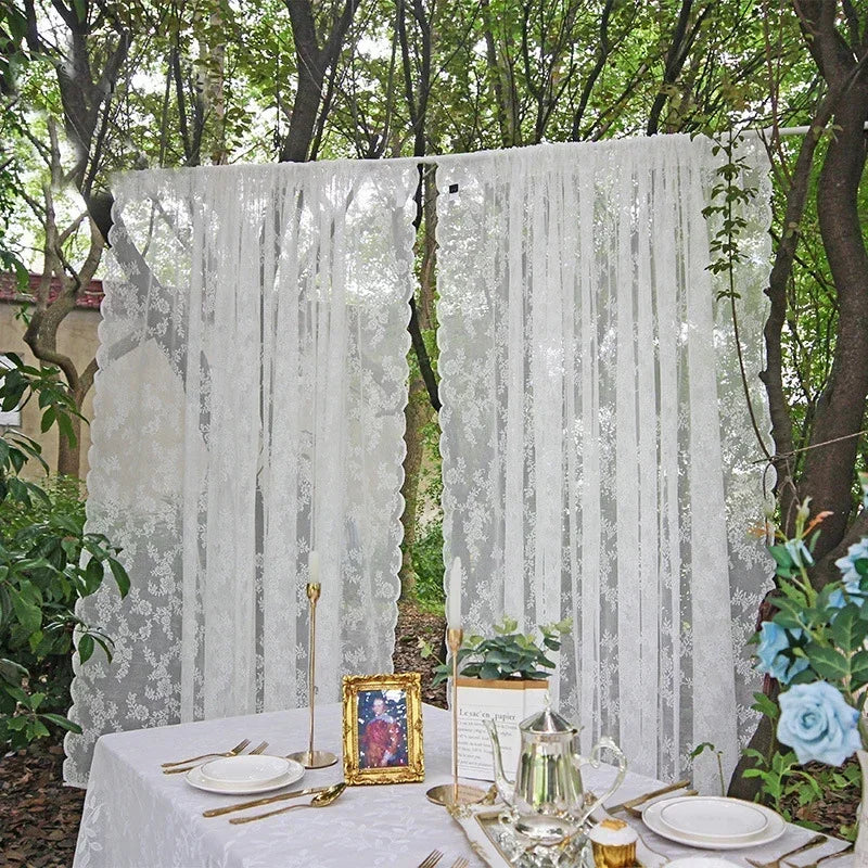 White Lace Voile Curtain