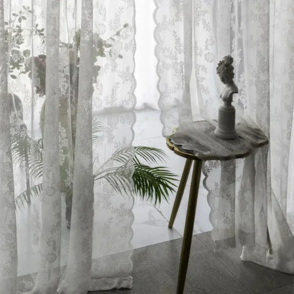 White Lace Voile Curtain