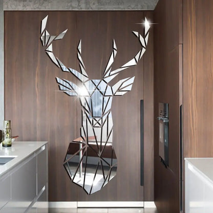 3D Deer Head Mirror Stickers