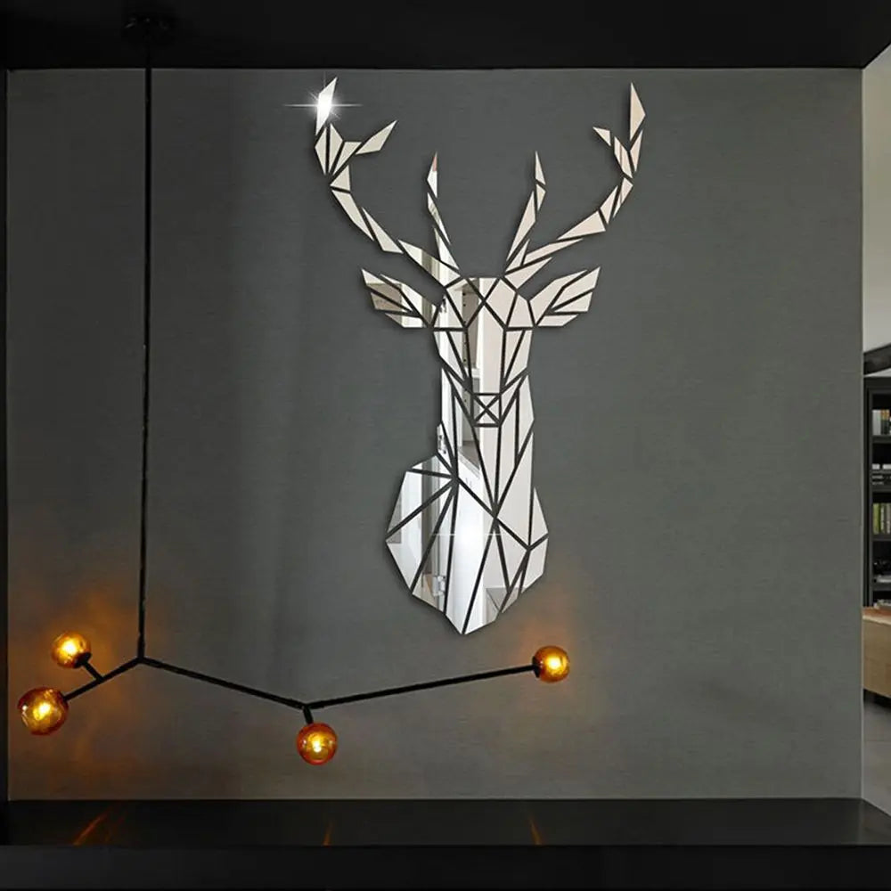 3D Deer Head Mirror Stickers